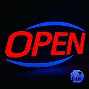 32'' X 17'' New Jumbo ULTRA BRIGHT LED Open Sign - Remote Controlled - Dynamic Light Modes - Enhance Your Business Presence [Red/Blue]