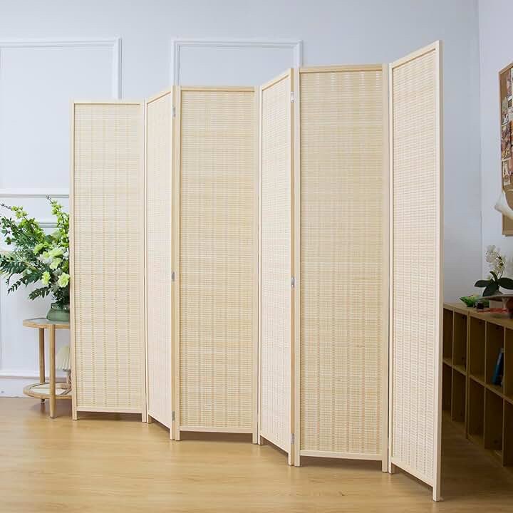 MAYOLIAH 4 Panel Privacy Screen Room Dividers 6FT Tall Portable Office Wall Divider for Rooms Separator 136"x20"x71", Black