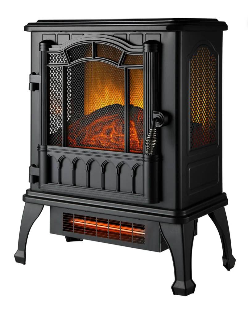 Mainstays New 2-Setting 3D Electric Stove Heater with Life-like Flame, Black