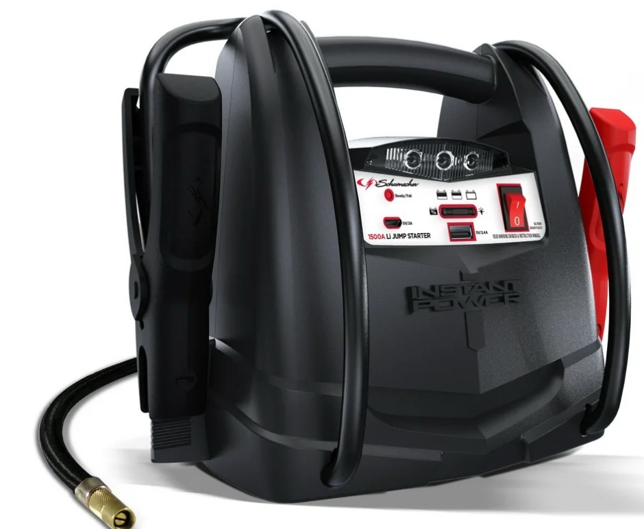 Schumacher SL1519 1500A 12V Lithium Jump Starter, 150 Psi Air Compressor, USB Charging - New in Box