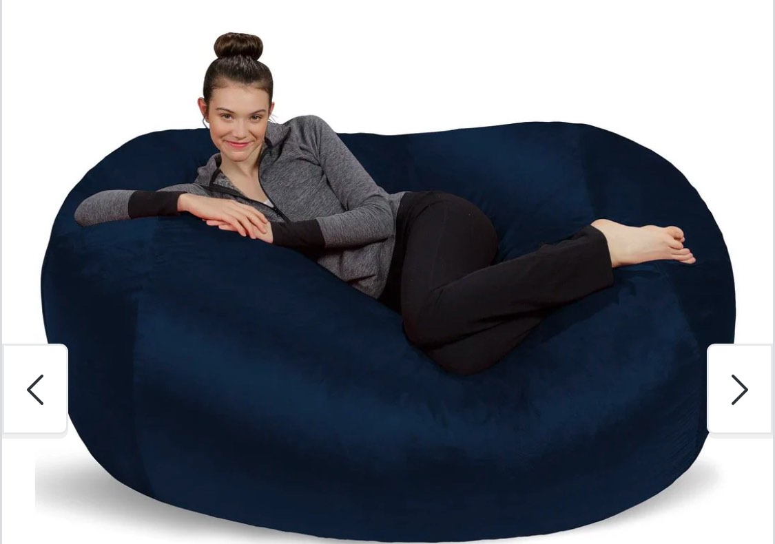 6-foot Bean Bag Lounger Large Memory Foam Bag Chair Lounger - Navy Blue