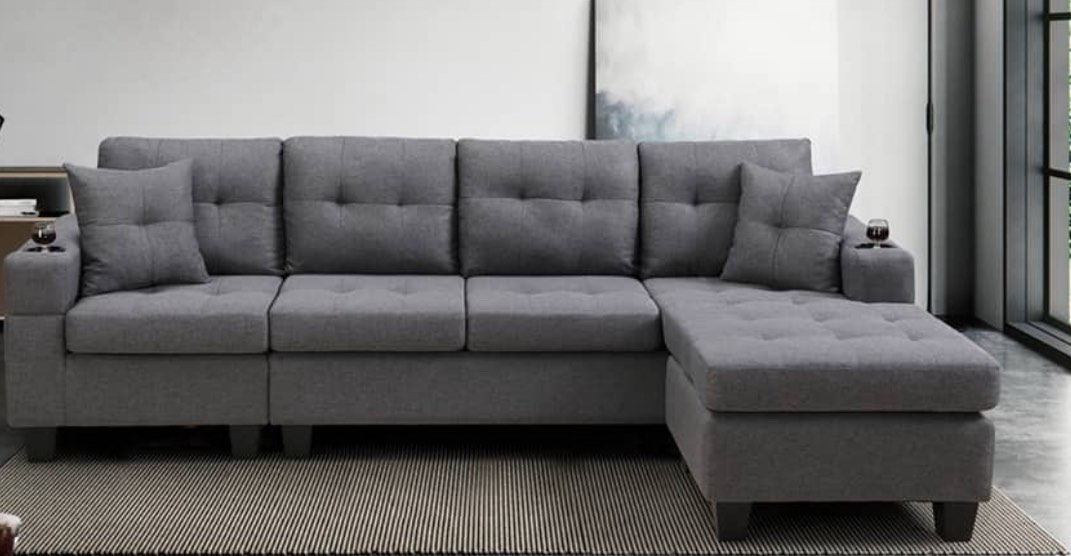 Sectional Sofa Living Room with L Shape Chaise Lounge and cup holder, Incomplete Box 1 of 2 only 