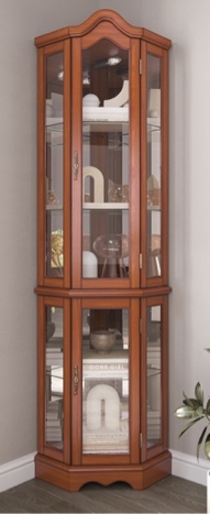 BELLEZE Lighted Curio Cabinet w/ Glass Doors & Shelves, Loraine