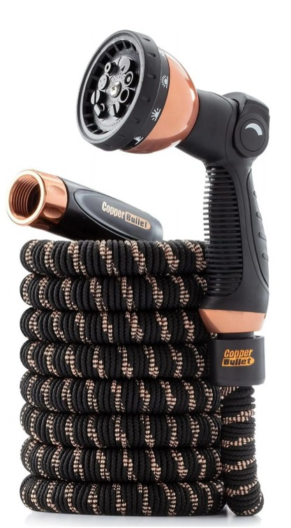 Pocket Hose Copper Bullet Expandable Garden Hose 50 FT with Thumb Spray Nozzle