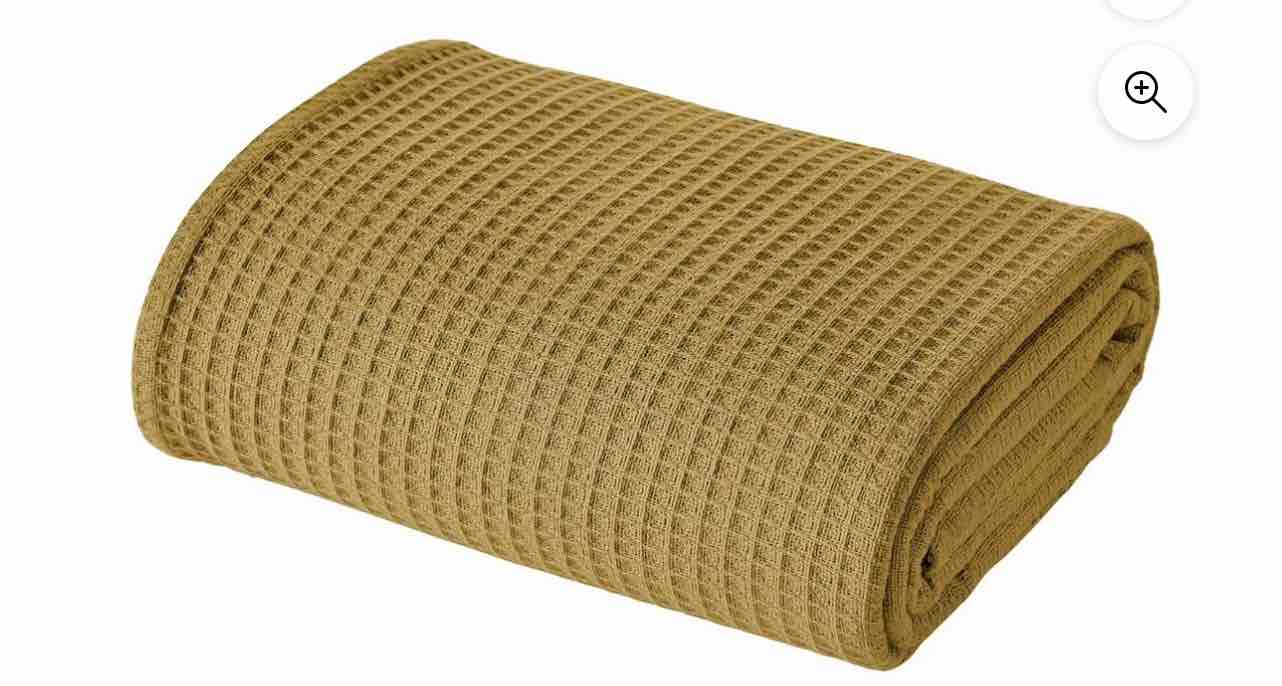 Modern Threads Thermal Gold Waffle Weave Bed Blanket, Full/Queen
