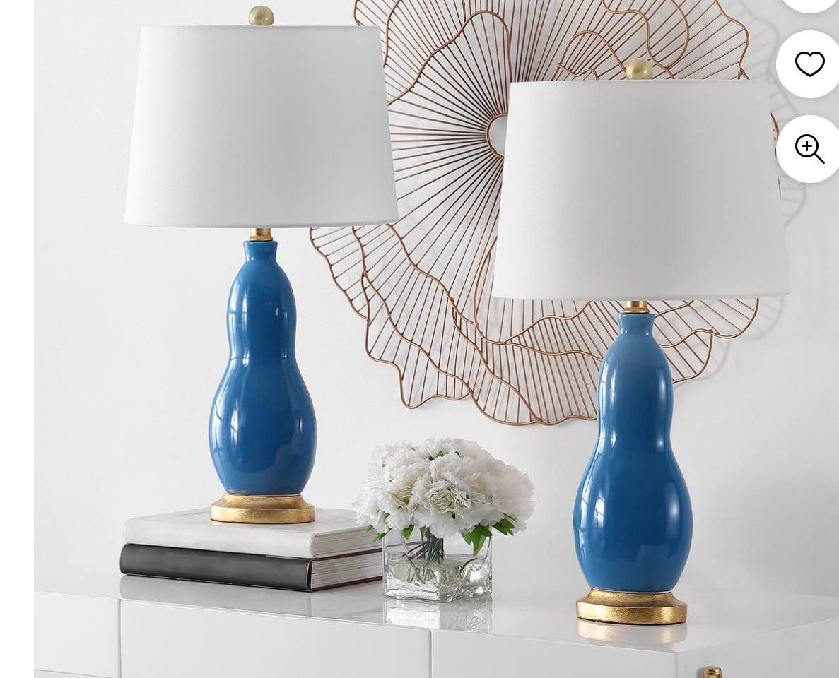 SAFAVIEH Rogan 26 in. Classic Contemporary Table Lamps, Blue