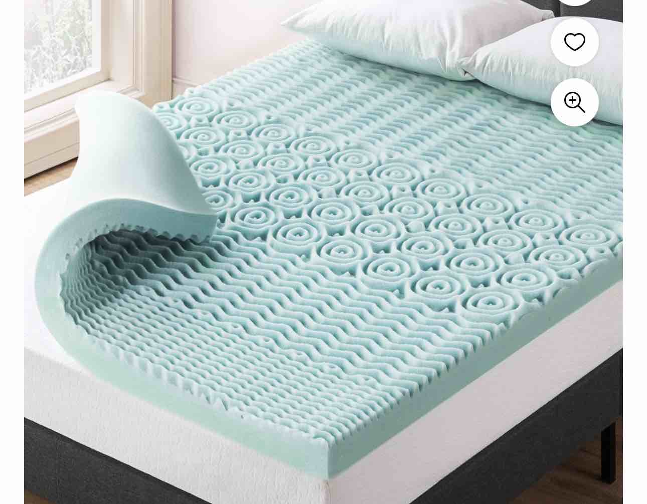 Crown Comfort 5 Zone Cooling Gel Memory Foam Mattress Topper Collection King