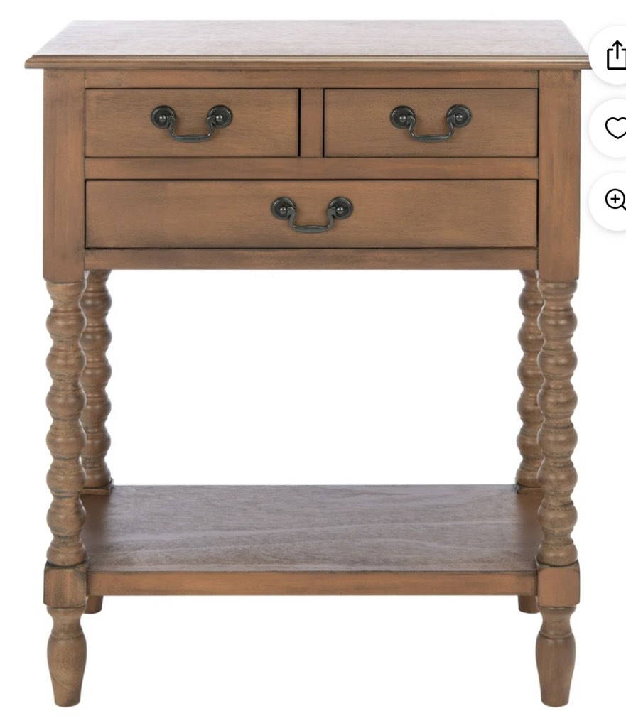 SAFAVIEH Athena French 3-Drawer Brown Wood Rectangle Console Table (23.5 in. W x 13 in. D x 29.5 in. H)