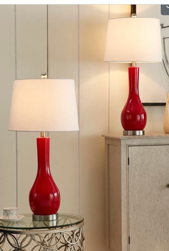 28.5" Ceramic Table Lamp Set with USB (Set of 2)
