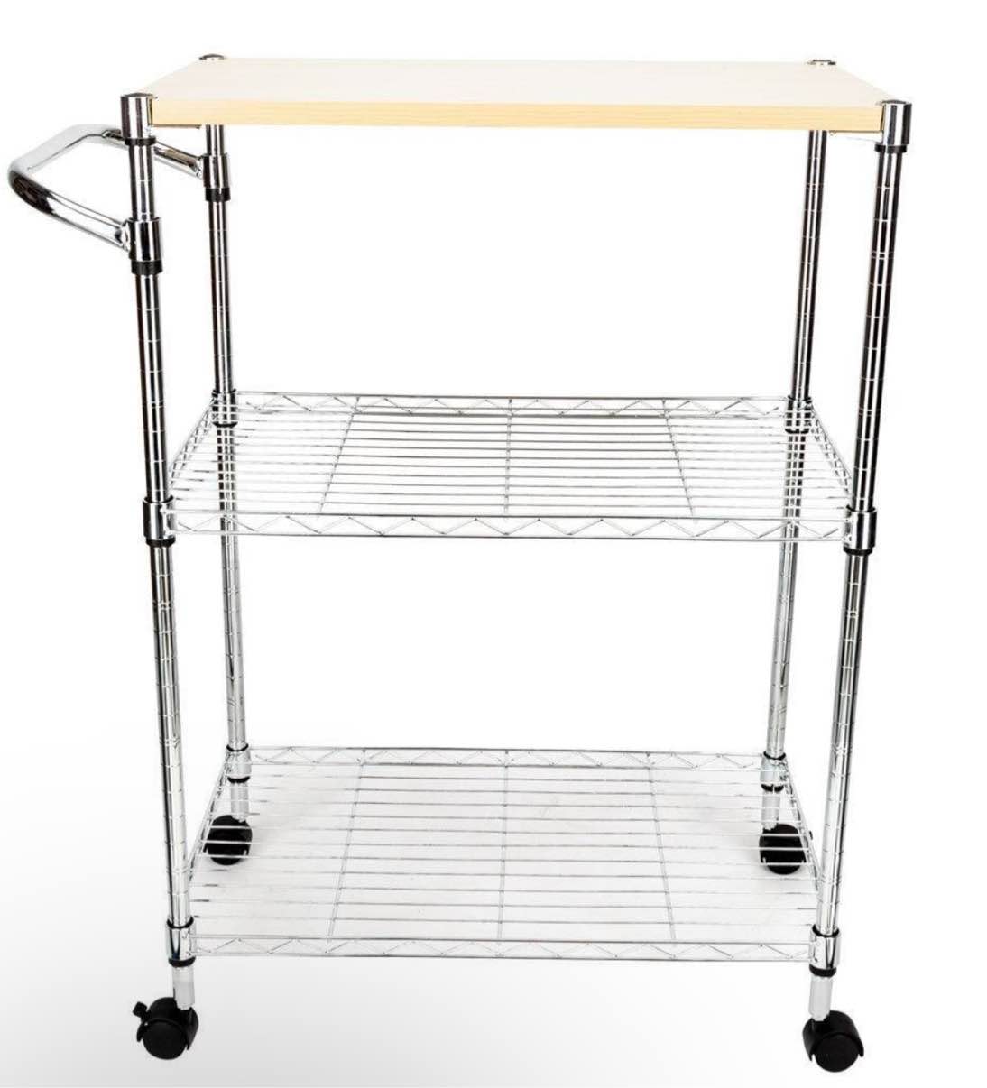 3-Tier Rolling Kitchen Trolley Cart Steel Island Storage Utility Service Dining