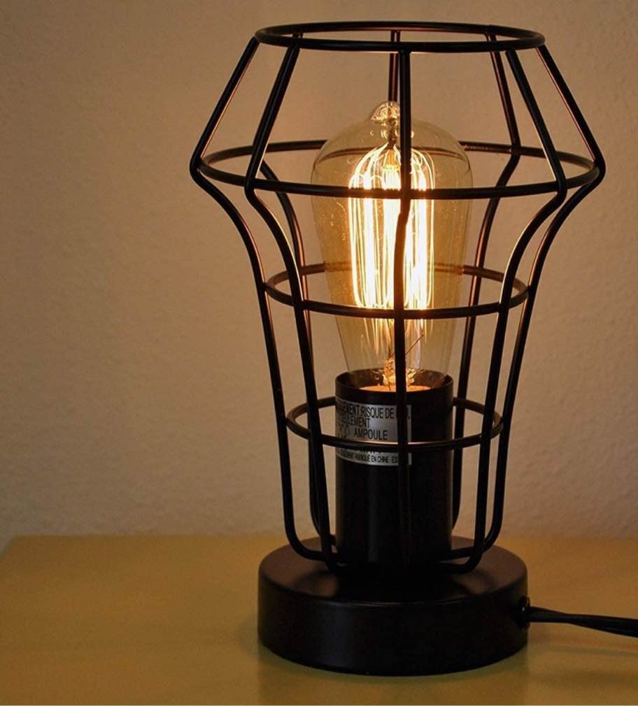 9" Industrial Metal Table Lamp Accent Light with a Free Edison Bulb