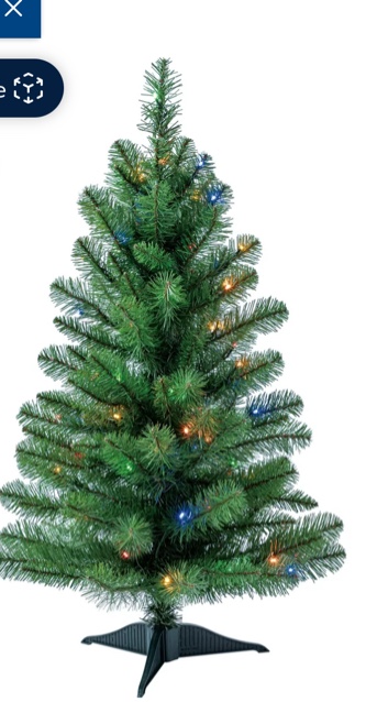 3' Pre-Lit Winston Pine Artificial Christmas Tree with Multicolor LED Lights, by Holiday Time
