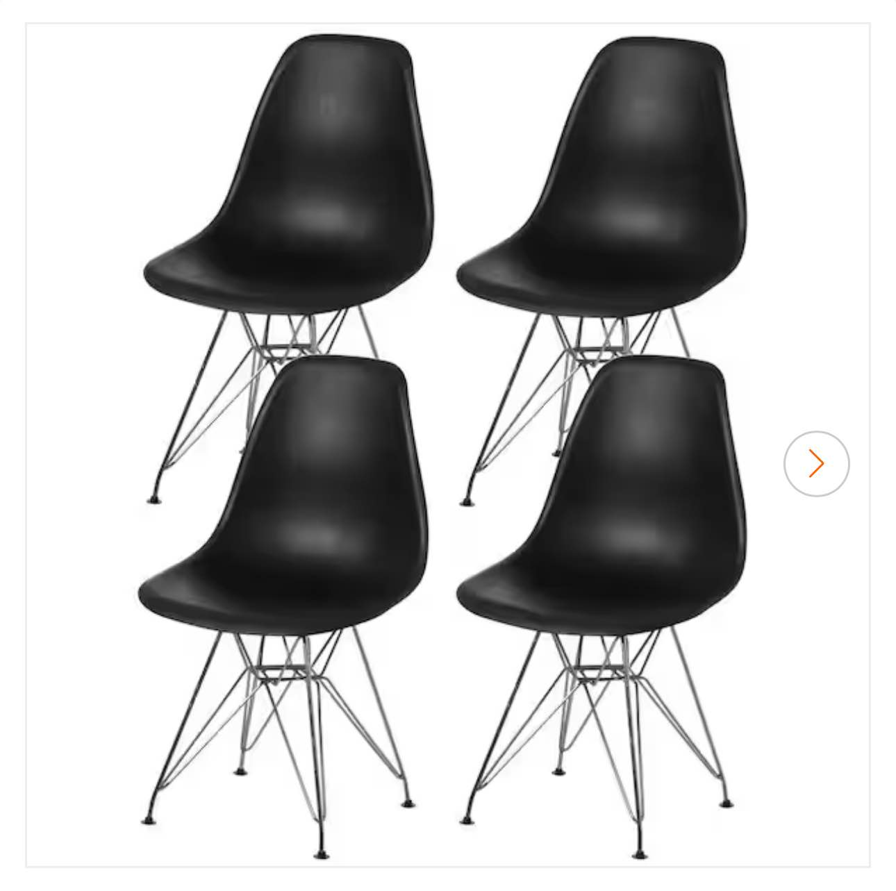 Mid-Century Black Modern Style Plastic DSW Shell Dining Side Chair with Metal Legs Set of 4
