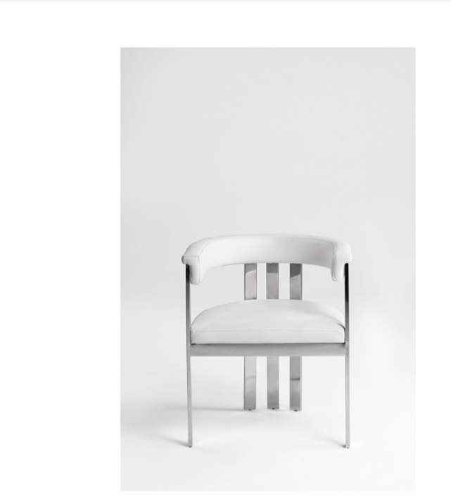 Modrest Pontiac - Modern White Vegan Leather + Stainless Steel Dining Chair