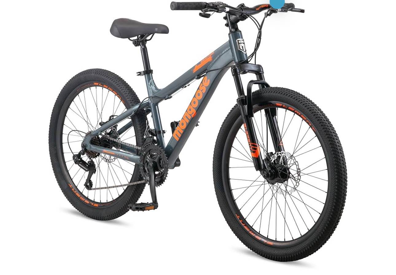 Grafton Mountain Bike for Adult and Youth Men and Women, 24/26 / 27.5-Inch Wheel Options, 21-Speed Trigger Shifter, Aluminum Frame, Front Suspension, Mechanical Disc Brakes