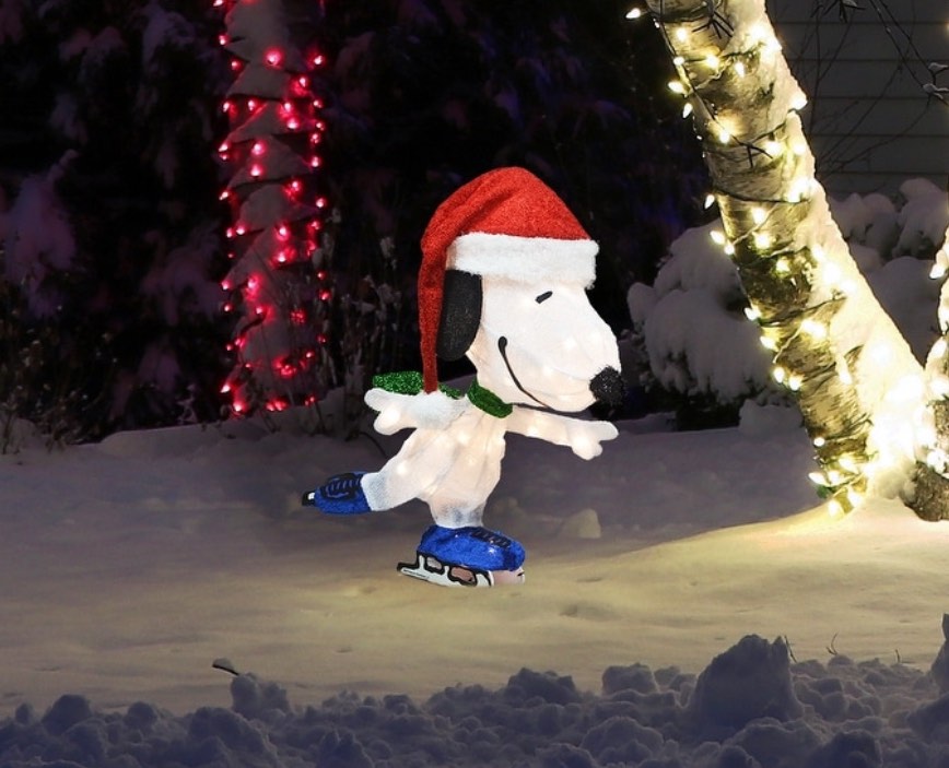 24" Peanuts LED 3D Pre-lit Yard Décor Skating Snoopy