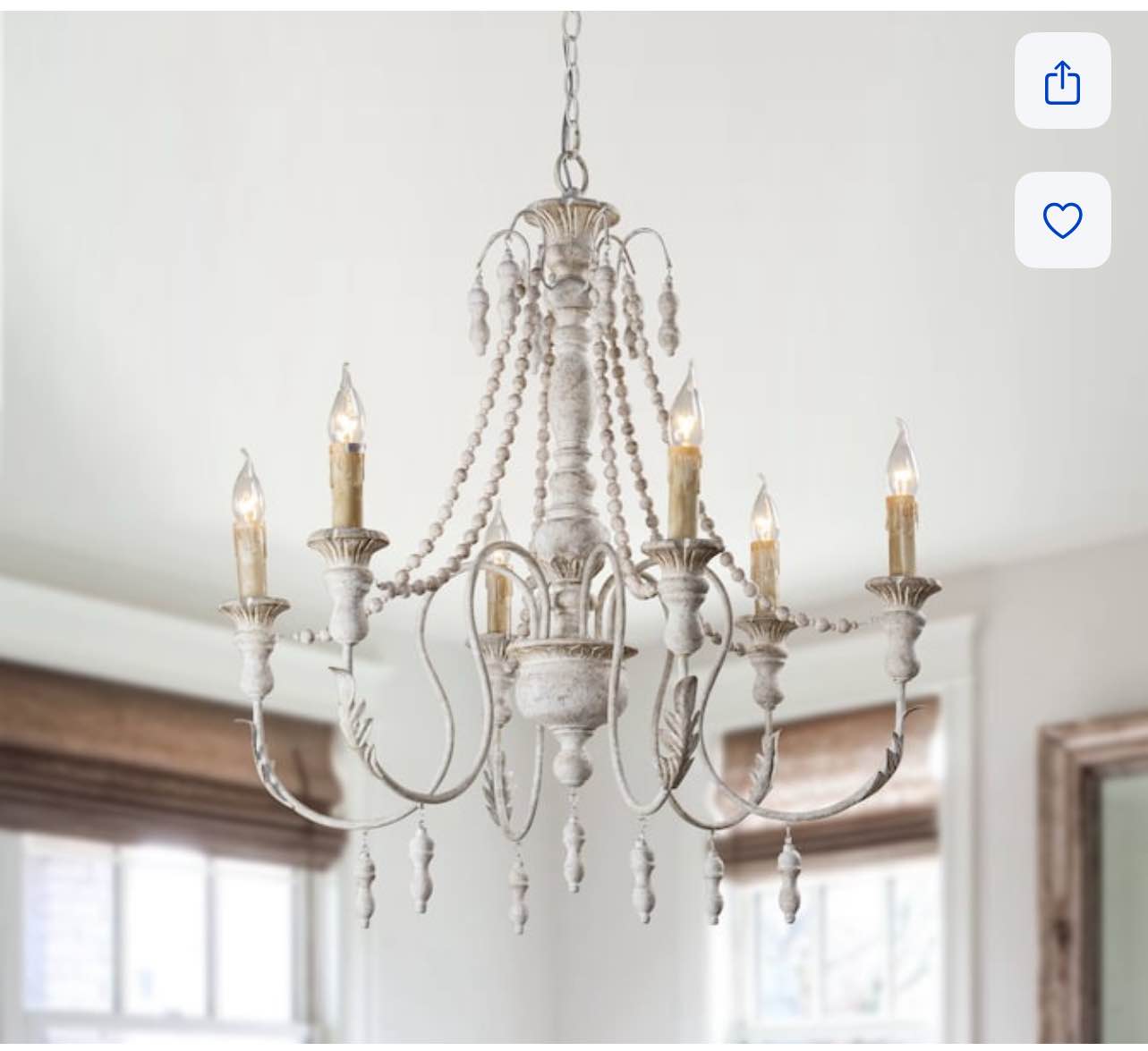 Parrot Uncle 6-Light Distressed white French Country/Cottage WoodChandelier