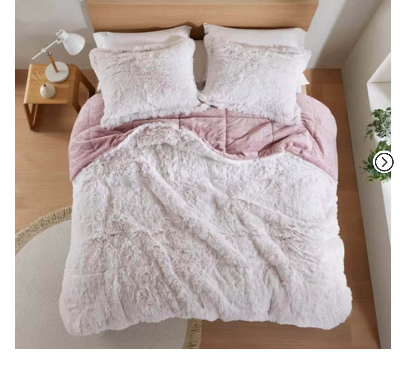 Intelligent Design Full/Queen Leena Shaggy Faux Fur Comforter Mini Set Pink