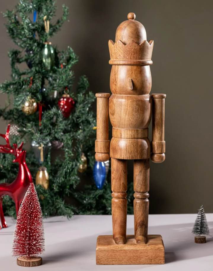 Natural Wood Nutcracker Christmas Decor, 25 in, by Holiday Time (2 pack)
