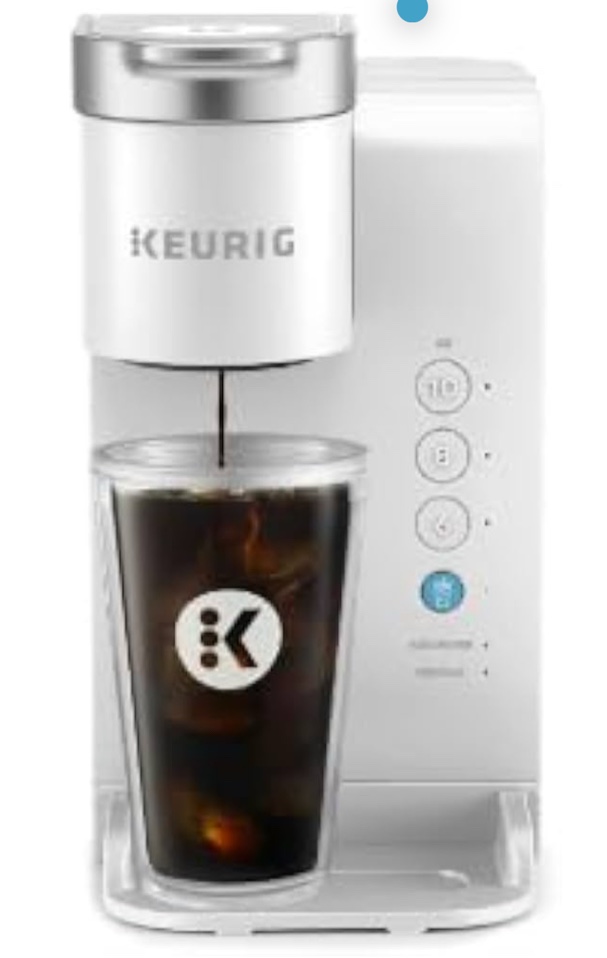 White Iced and Hot Single-Serve Quick Brew And Easy To Use Pod Coffee Maker, Iced Tumbler Included, 36 oz