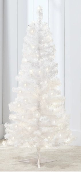 Best Choice Products 4ft Prelit Colored Christmas Tree, Artificial Tree Holiday Decor w/ LED Lights - White Tinsel