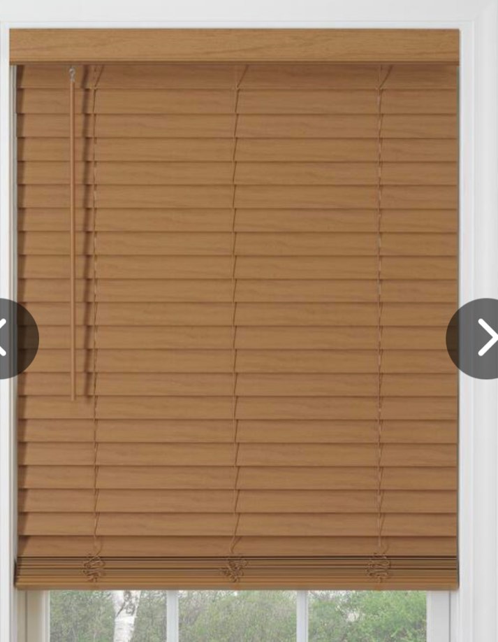 Cordless Faux Wood Blinds for Windows with 2 in. Slats - 21.5 in. W x 72 in. L (Actual Size 21 in. W x 72 in. L)