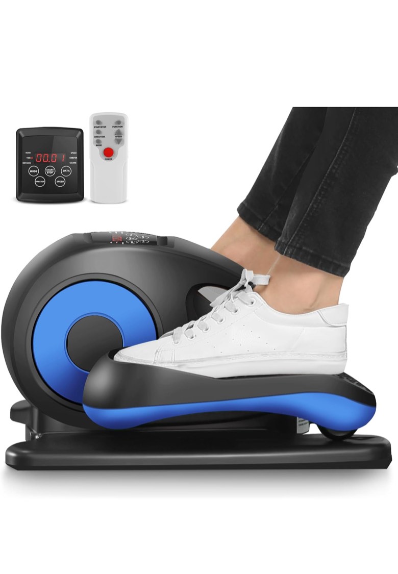 ANCHEER Under Desk Elliptical, Electric Ellipse Leg Exerciser While Sitting for Seniors Adults, Quiet Portable Motorized Seated Foot Pedal Exerciser with Remote Control for Home Office Use
