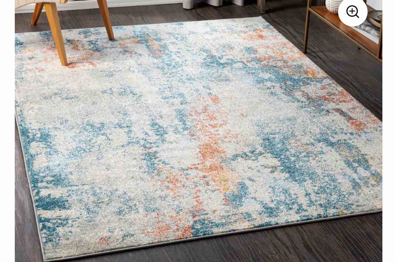 Chester Teal/Burnt Orange 7'10" x 10'3" Modern Rectangle Area Rug