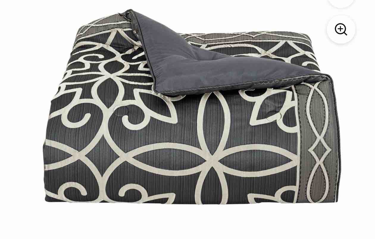 J. Queen New York  Deco Charcoal Comforter Set King