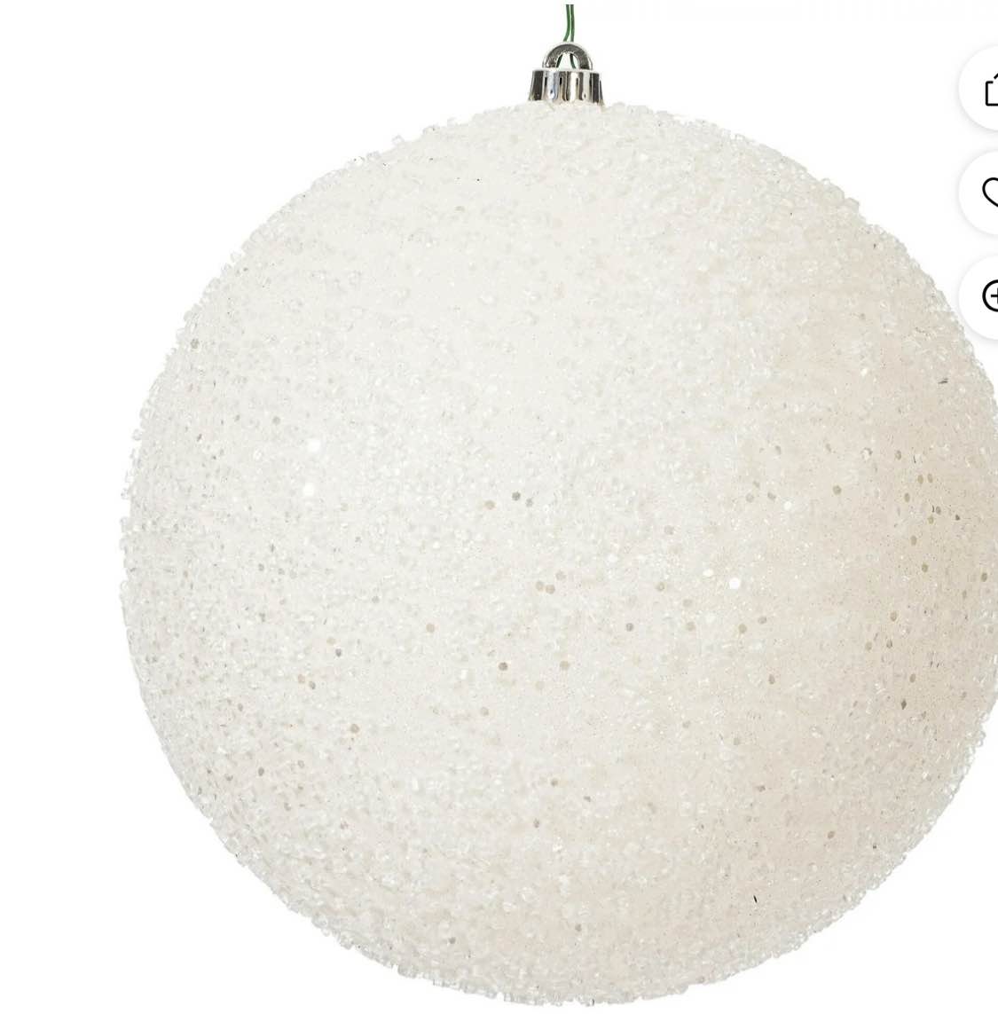 Vickerman 12" White Glitter Hail Ball Ornament ( Set of 4) 