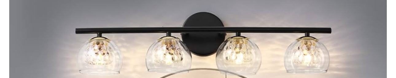 Bathroom Vanity Light Fixtures,4 Lights Black Vanity Light for Bathroom Black Modern Crystal Bathroom Vanity Light Fixtures 4620-4WB Light(Bulbs Excluded)