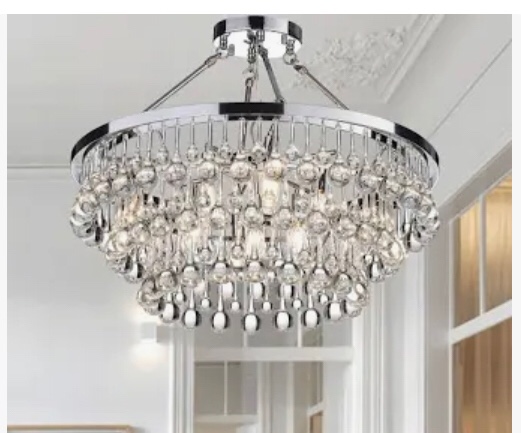 Arosa 9 light chrome semi flush mount chandelier