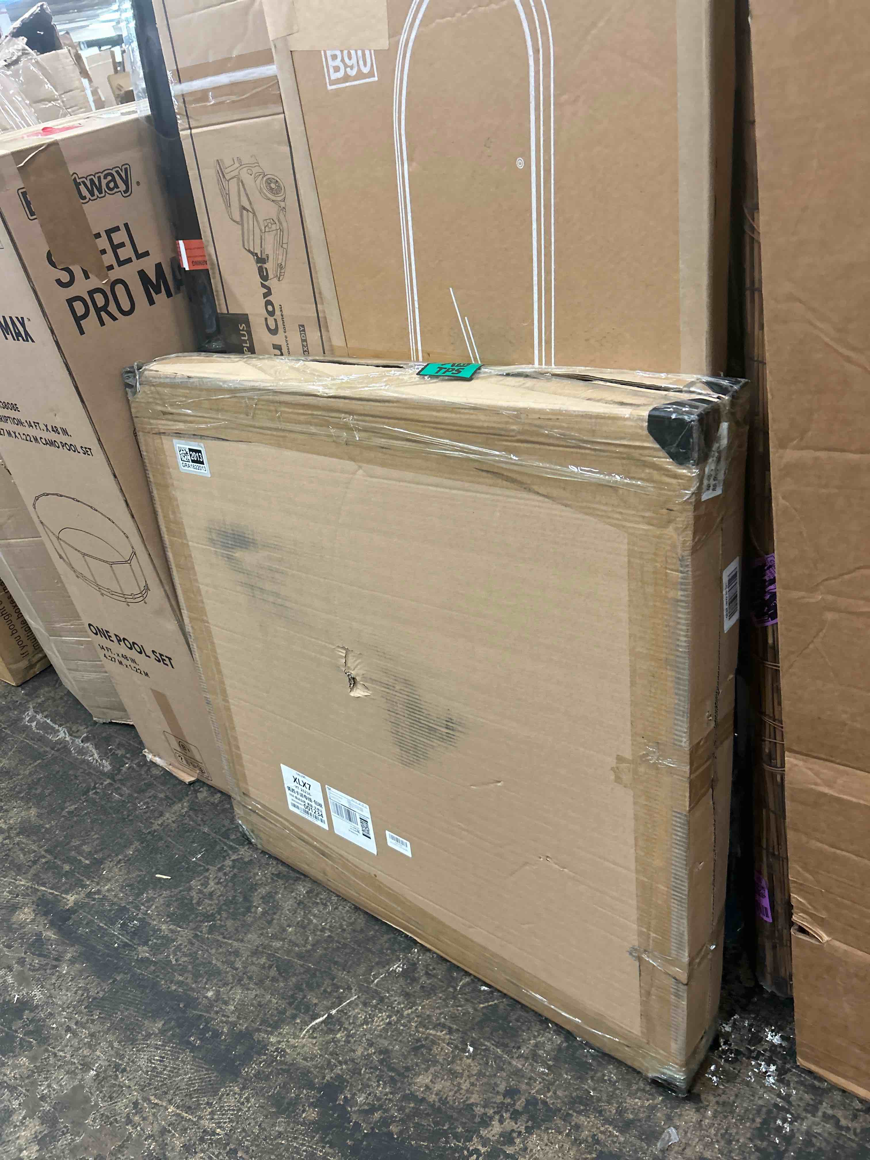 Condition photo showing New/Like New for 2 packs 3' x 6' grid wall panels display stand with wheels, heavy duty wire grid wall rack for retail, craft fairs & art shows, mobile floor standing fixture with 20 hooks, black