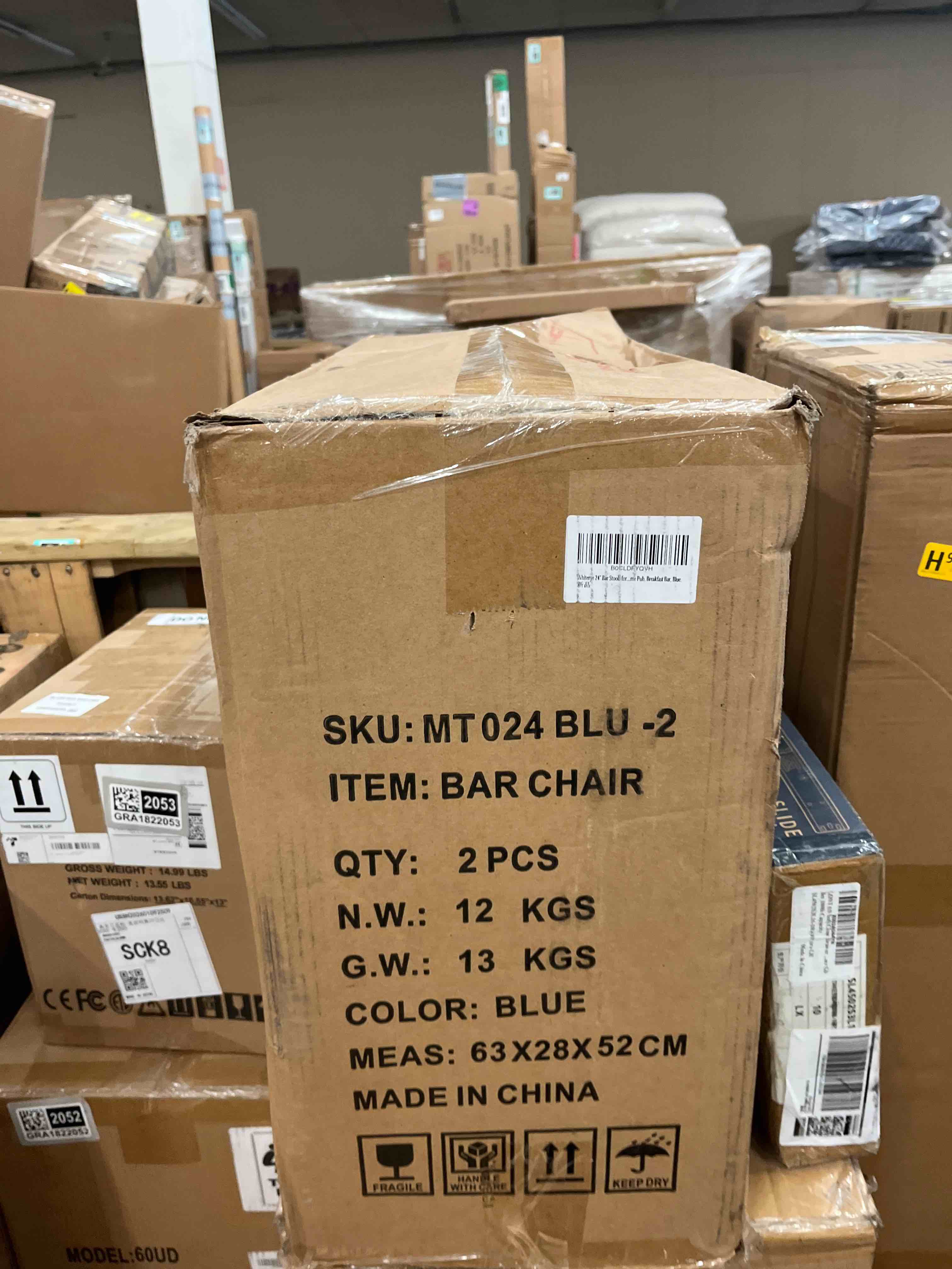 Condition photo showing New/Like New for bar stools set of 2 - luxury bar stools counter height barstool 24 inch seat height upholstered velvet barstool set of 2 blue counter stools for kitchen island, home counter, bar pub (blue).