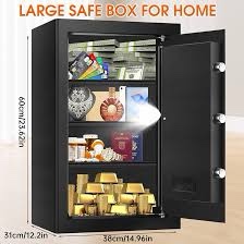 Condition photo showing New/Like New for 5.3 cub large fireproof safes for home, digital home security safe box fireproof waterproof with combination lock and 3 removable shelves, anti-theft fire proof safe for document money valuables
