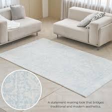Condition photo showing New/Like New for baby care soft rug (prestige, ikat - inca blue) 98'' x 59'' original one-piece reversible rollable waterproof play mat for infants, babies, toddler, and kids