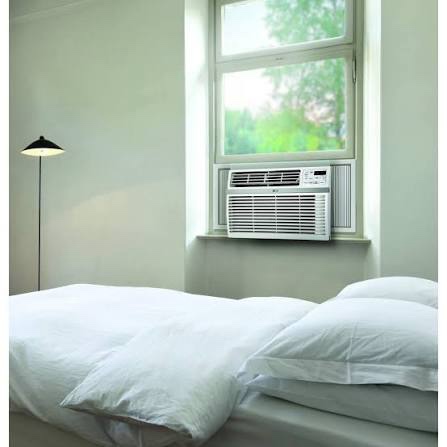 Condition photo showing New/Like New for lg 8,000 window air conditioner, 115v, 350 sq.ft. (14' x 25' room size), quiet operation, electronic control with remote, 3 cooling & fan speeds, auto restart, 8000 btu, white