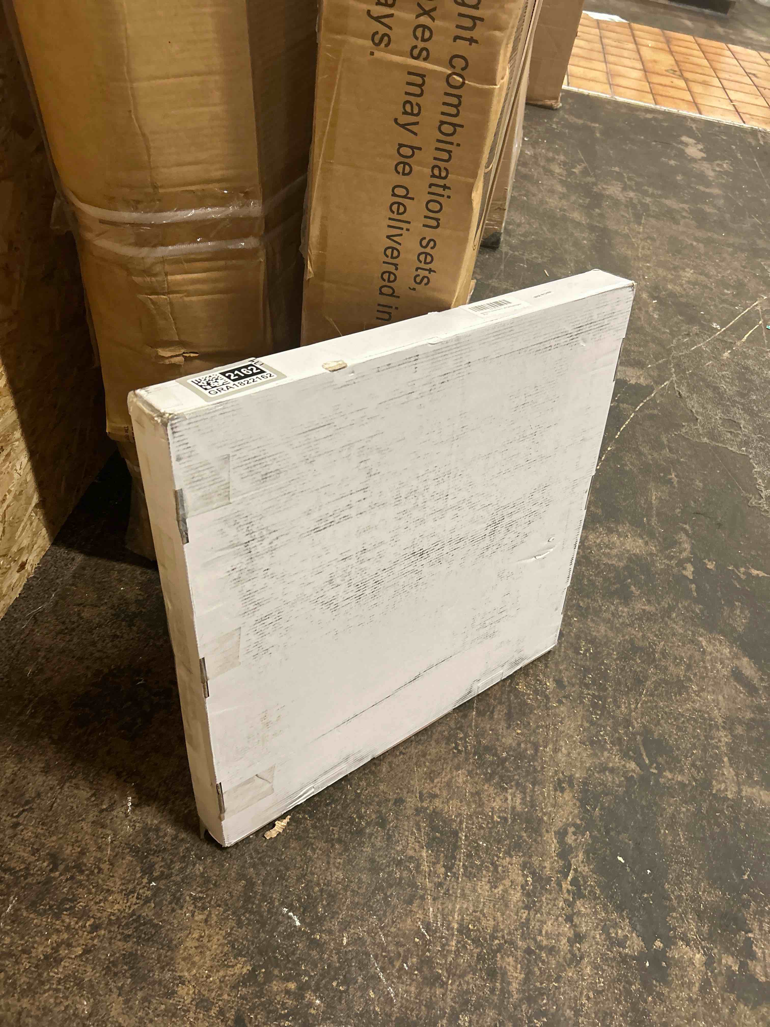Condition photo showing New/Like New for 22×22 inches oversize extra large sturdy glossy white acrylic serving tray king size decorative tray big ottoman tray with cut out handles water proof bed tray coffee counter top organizer