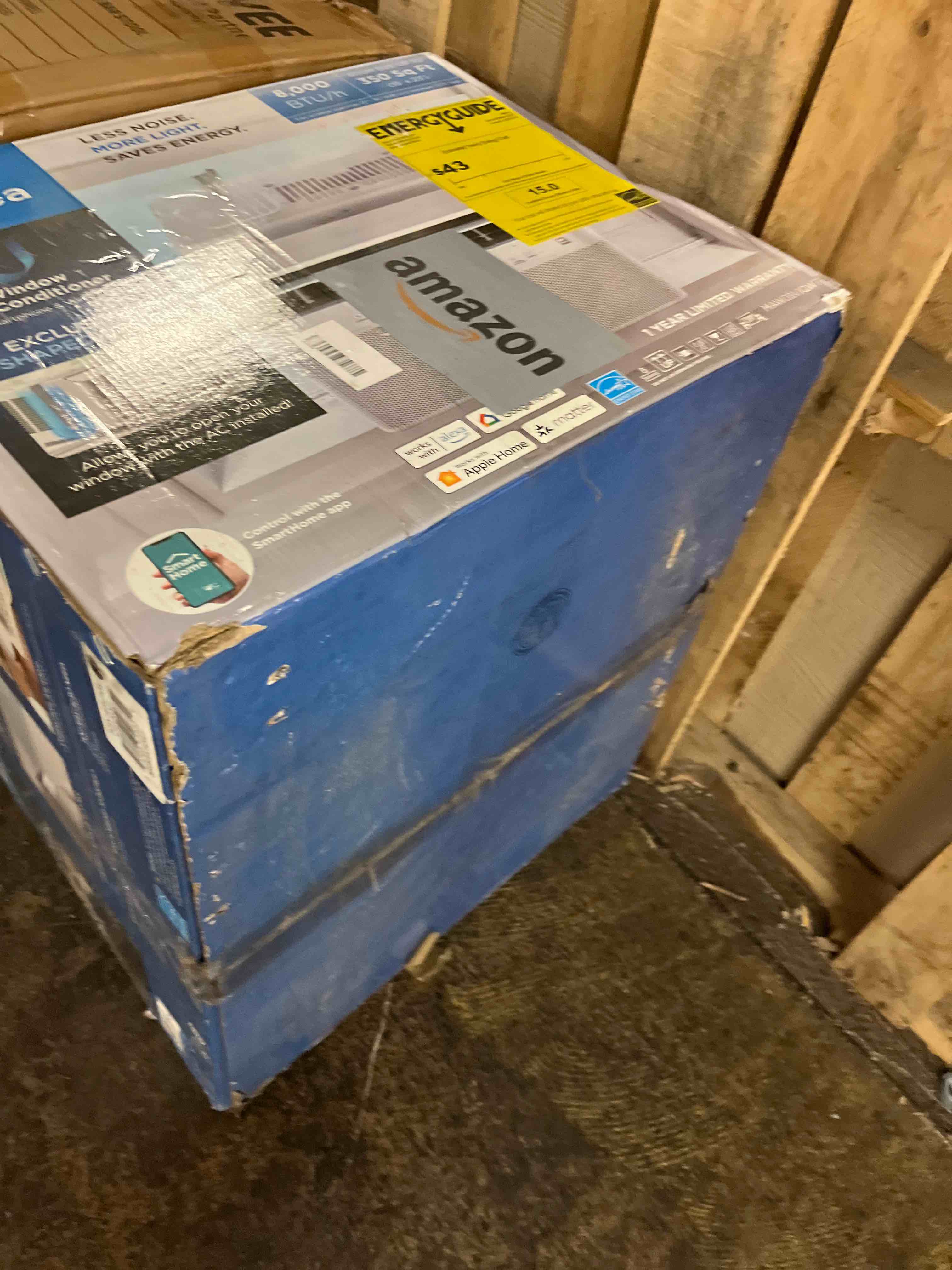 Condition photo showing New/Like New for midea 8,000 btu u shaped smart inverter window air conditioner - cools 350 sq ft, ultra quiet with open window flexibility - alexa/google assistant compatible - 35% energy savings, remote (updated)
