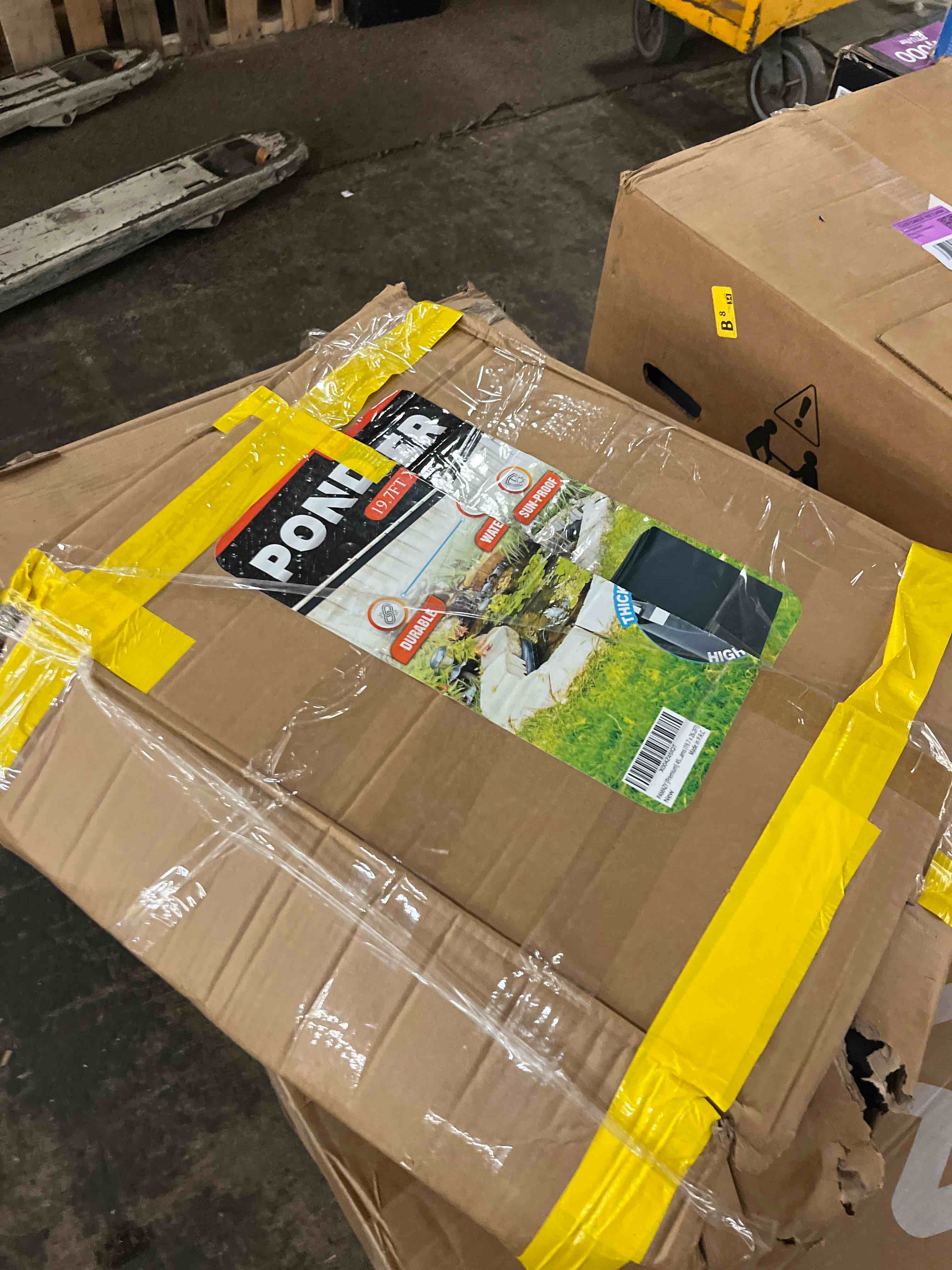 Condition photo showing New/Like New for pamazy 45 mil ldpe pond liner with seam tape, 19.7 * 26.2 ft pond lining for fish pond, performed garden ponds, large pond liner for fishpond, koi pond, waterfall, streams