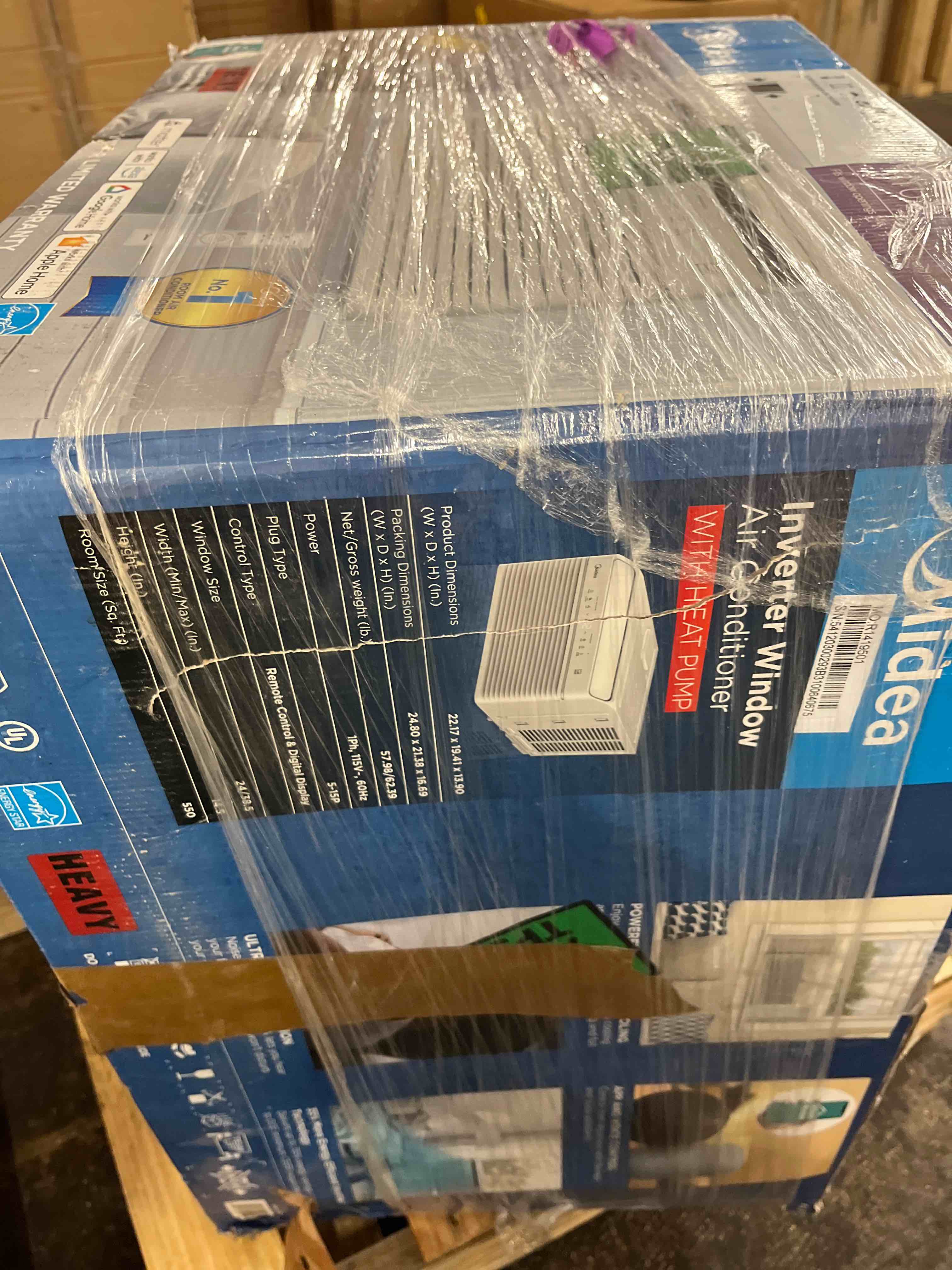 Condition photo showing New/Like New for midea inverter window air conditioner with heat - quiet window ac unit and heat combo with dehumidifier - cools up to 550 sq. ft. - energy star rated, smart control, remote, 12,000 btu