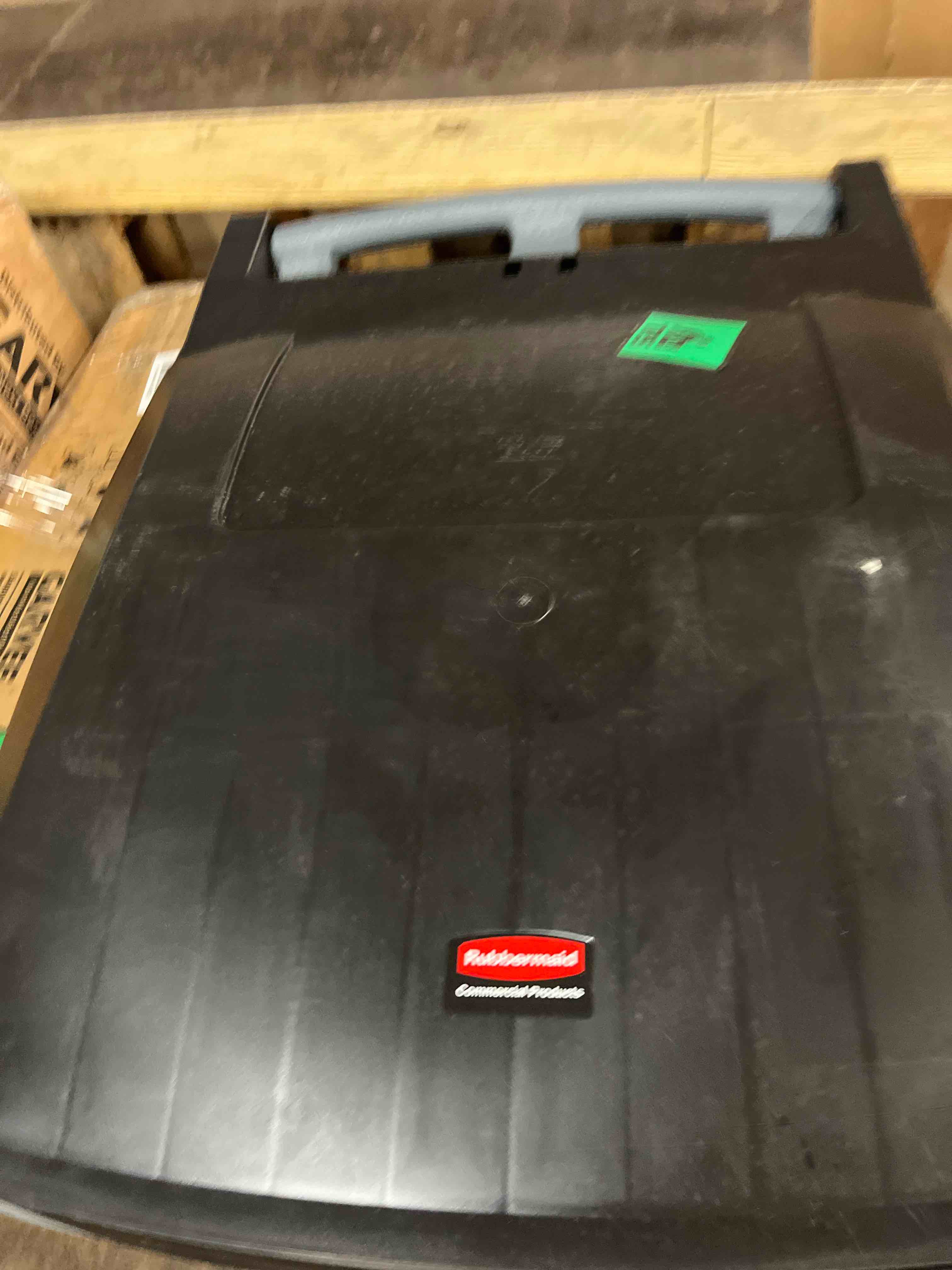 Condition photo showing New/Like New for rubbermaid commercial products brute rollout trash/garbage can/bin with wheels, 32 gal, gray, for restaurants/hospitals/offices/back of house/warehouses/home