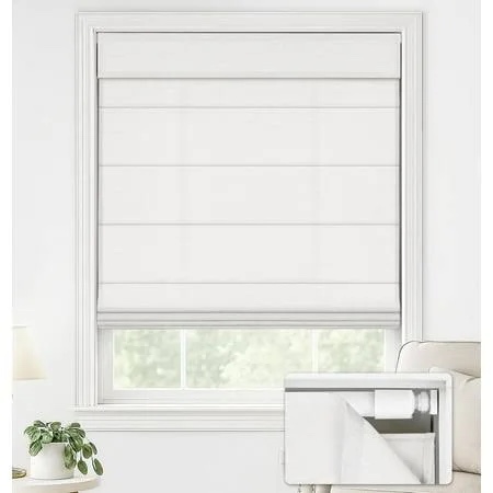 lazblinds cordless roman shades - no drill easy install light filtering window blinds, thermal insulated room darkening with uv blocking for bedroom/living room, window size 31" w x 64" h, white white 31"w x 64"h