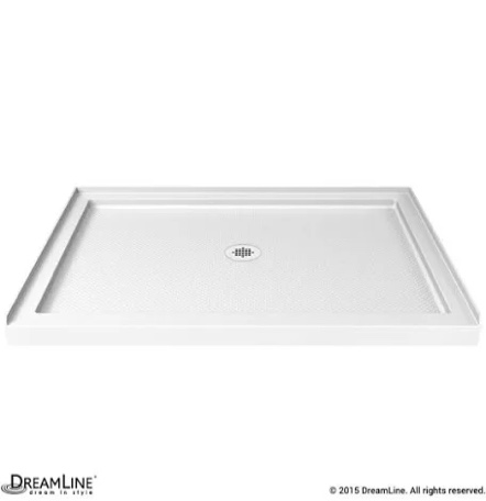 dreamline slimline 32 in. d x 42 in. w x 2 3/4 in. h center drain single threshold shower base in white, dlt-1132420 white 32 inch d x 42 inch w center drain