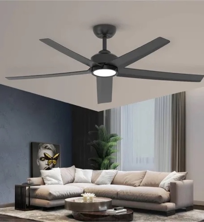 ocioc ceiling fans with lights, 52 inch black ceiling fan with light and remote control, 3cct, quiet dc motor, 5 blades modern ceiling fan for living room farmhouse bedroom black 52 inch 1