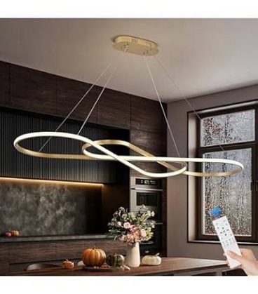 d31.5in modern led chandelier gold ring chandelier high ceiling contemporary with dimmable remote control, led pendant light fixtures for foyer dining room kitchen island, 3000-6500k large gold
