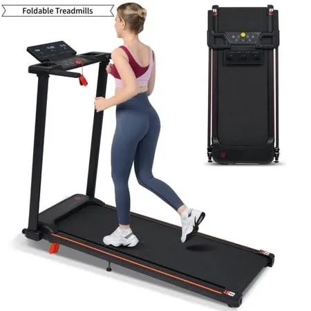 abonow foldable treadmill for home small with incline - 3.0hp quiet walking pad treadmill with handles, 300lbs capacity, home office 3-in-1 portable treadmills for running jogging walking black