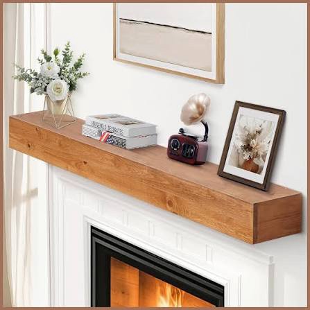 g good gain fireplace mantel 60 inch - handcrafted rustic solid wood mantel l floating shelves decor for wall, bedroom, tv, books, livingroom.rustic-60x8x5 60"x8"x5" rustic