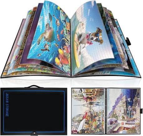all4jig 20.87"*28.15" puzzle binder - space-saving storage folder for 500-1000 piece puzzle collection, holds 20 puzzles, hd film pockets, birthday gift for mom & grandma small