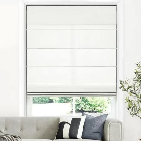 lazblinds cordless roman shades - no drill easy install light filtering window blinds, thermal insulated room darkening with uv blocking for bedroom/living room, window size 31" w x 64" h, white white 31"w x 64"h